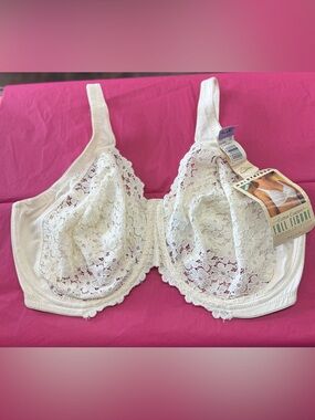 NWT Maidenform 42DD Cotton Couture Full Figure Lace Underwire Bra Ivory